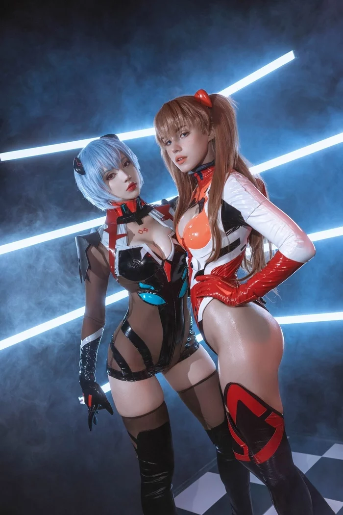 Sasha Holland & Sai Westwood, Cosplay Asuka & Rei - NSFW, The photo, Girls, Cosplay, Evangelion, Longpost, Sasha Holland, Asuka langley, Rei ayanami