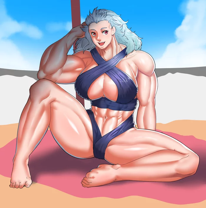 Noah in a bikini - Blaccbear, Art, Strong girl, Sleep-Sleep, Dorohedoro, Noi, Anime, Anime art