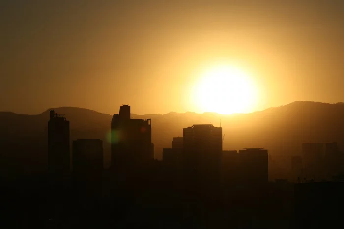 Mexico City - My, Mexico, Sunset, Town, The sun, Canon 400D, The mountains