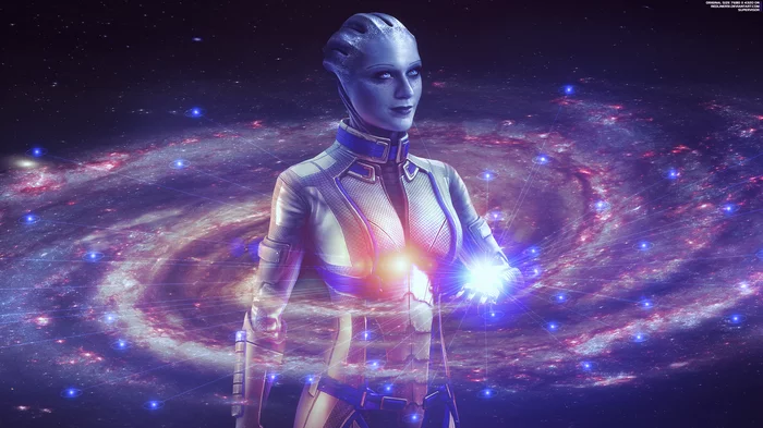 Head - Mass Effect Trilogy Liara T'Soni Wallpaper 8K - My, Mass effect, Azari, Liara, Milky Way, , Desktop wallpaper, , Longpost, Liara Tsoni, Evan Rachel Wood, Grey Mediator (Mass Effect)