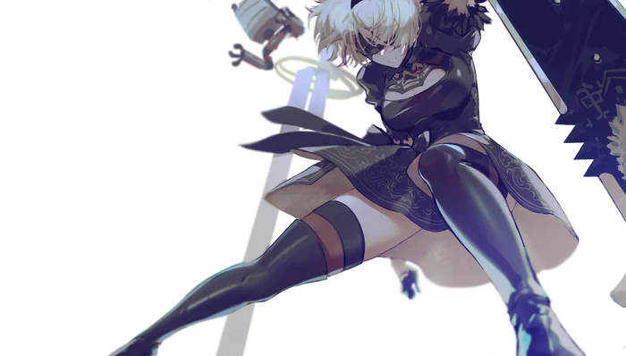 Yorha 2b - Art, Game art, NIER Automata, NIER, Games, Yorha unit No 2 type B, Characters (edit), Pixiv