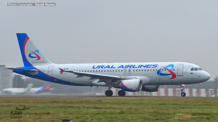 Ural Airlines Airbus airplane flying Moscow to London, Stansted  , , , , , Airbus, Airbus a320