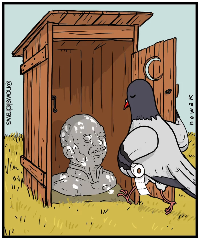 Pigeon - Pigeon, Toilet, Comics, Sculpture