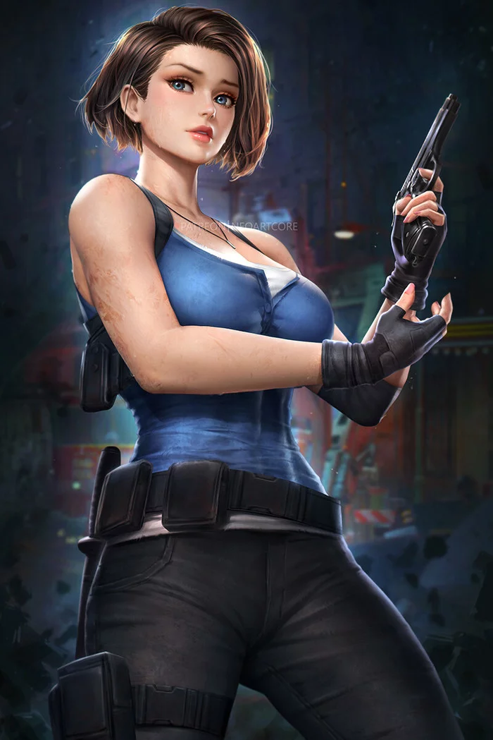 Jill Valentine - Art, Drawing, Resident evil, Capcom, Jill valentine, Pistols, Games, Neoartcore