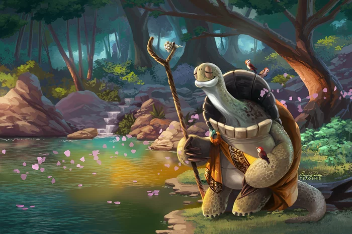 inner peace - Art, Landscape, Master Ugwei, Kung Fu Panda, Digital, Digital drawing, Turtle, Tsaoshin