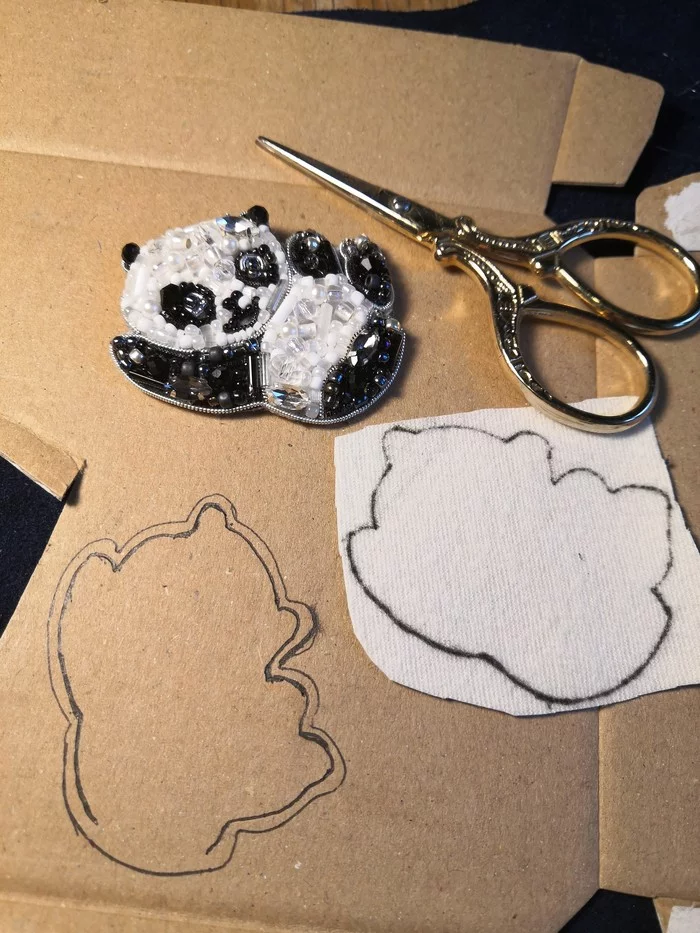Beaded brooch Panda + creation process - My, Brooch, Panda, Needlework with process, Longpost, Beads