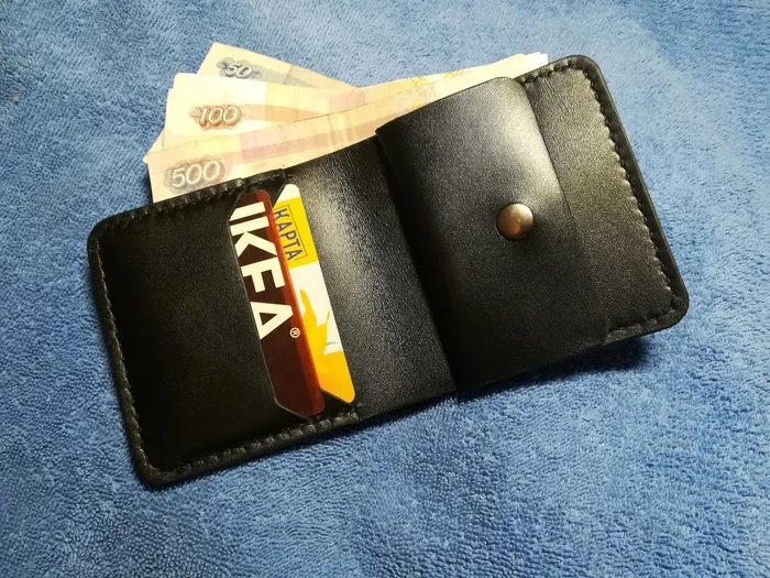 First wallet - My, Leather products, Handmade, Longpost