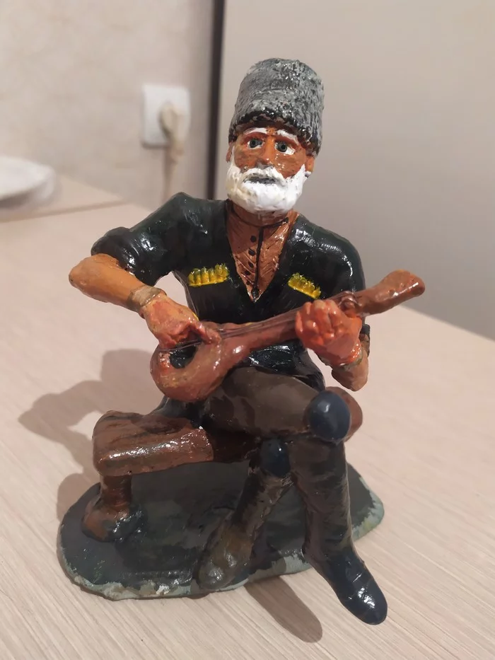 Ossetian balalaika player. Plasticine and acrylic paint - Sculpture, Ossetians, Ossetia, Plasticine, Лепка, Characters (edit), Balalaika, Hobby, Video, Longpost