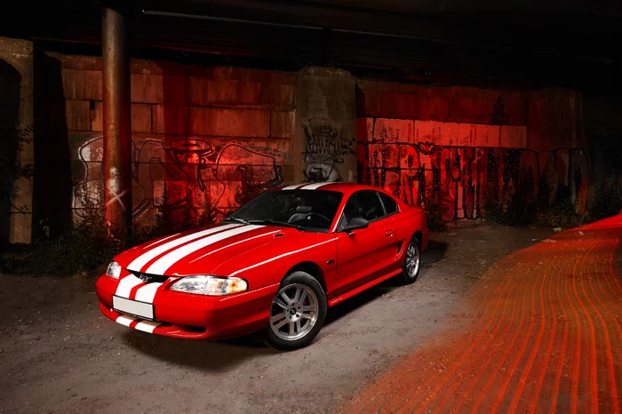 Ford Mustang - Моё, Ford Mustang, Ford, Ford Mustang GT, Canon 6d, Мультиэкспозиция, Ночная съемка