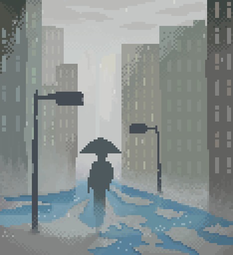 Rain in the City , , Pixel Art, Pixelgif, , , , 