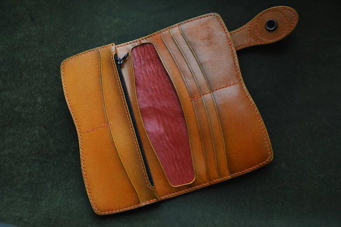 Chinese lantern. Long wallet - My, Fairy, Resin, Leather, Embossing on leather, Wallet, Longpost