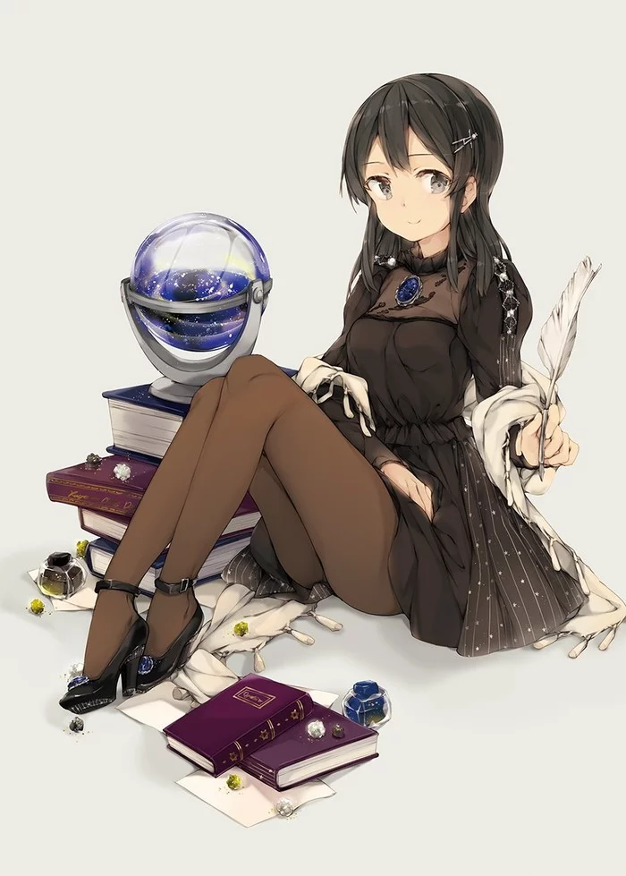 Anime Art #283 [re;start] - Anime, Anime art, Original character, Girls, Books, Milota