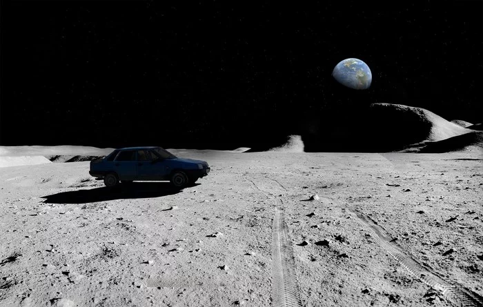 Lunar Adventure - My, moon, Space, Lada, AvtoVAZ, Photoshop master