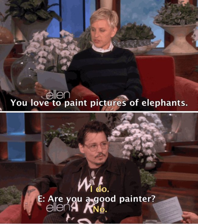 Johnny Depp and elephants... - Johnny Depp, Painting, Interview