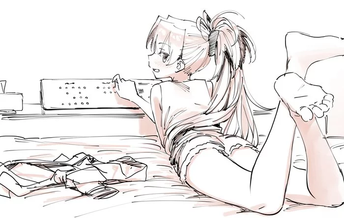 After work - NSFW, Mahou Shoujo Madoka Magica, Sakura Kyouko, Anime Art, Аниме, 18+