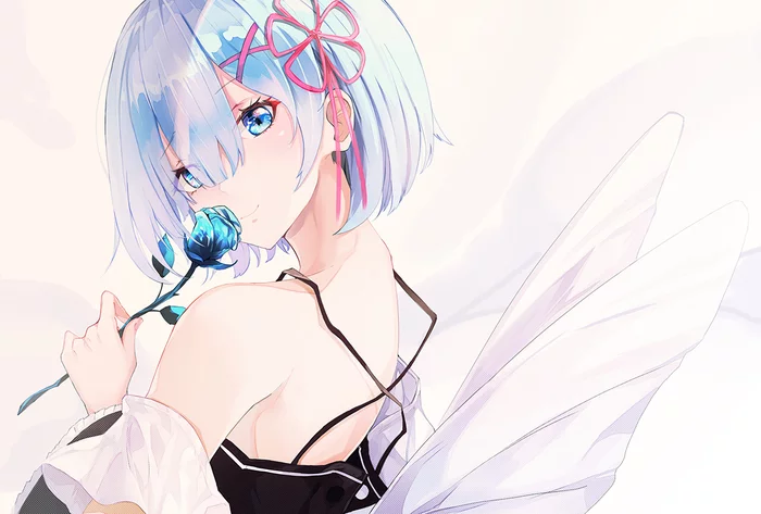 Rem - Anime Art, Аниме, Rem (Re:Zero Kara), Re:Zero Kara, Голубые глаза, Голубые волосы