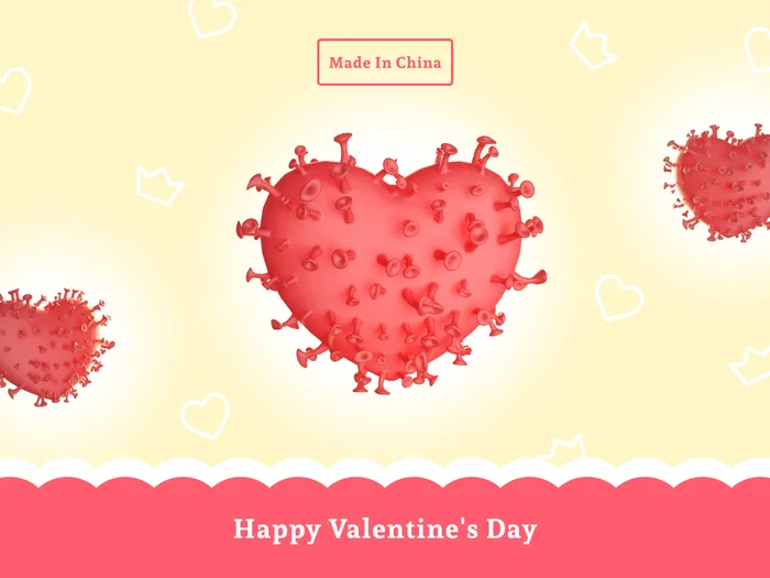 Chinese Valentine - My, February 14 - Valentine's Day, China, Coronavirus, Love, 3D, C4d, Virus