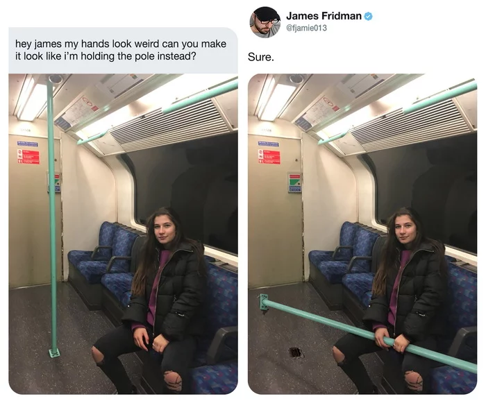 Another wish come true from Friedman - James Friedman, Girls, Photoshop, Handrail, Metro