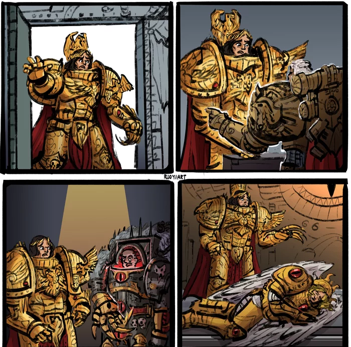 Is this... yeah. It is - Warhammer 40k, Wh Humor, Ruo Yu Chen, Император человечества, Horus, Sanguinius