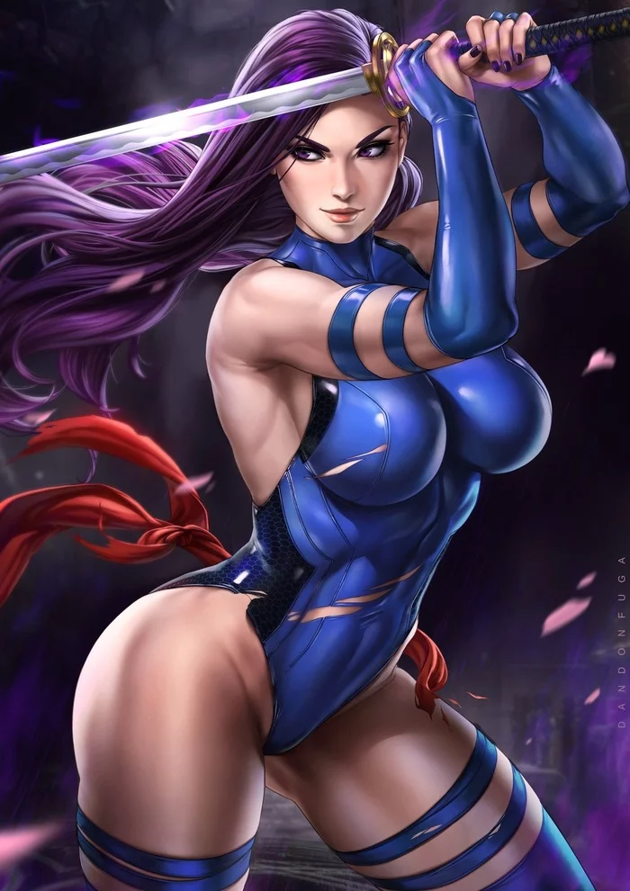 Psylocke - NSFW, Art, Dandonfuga, X-Men, Marvel, Psylocke