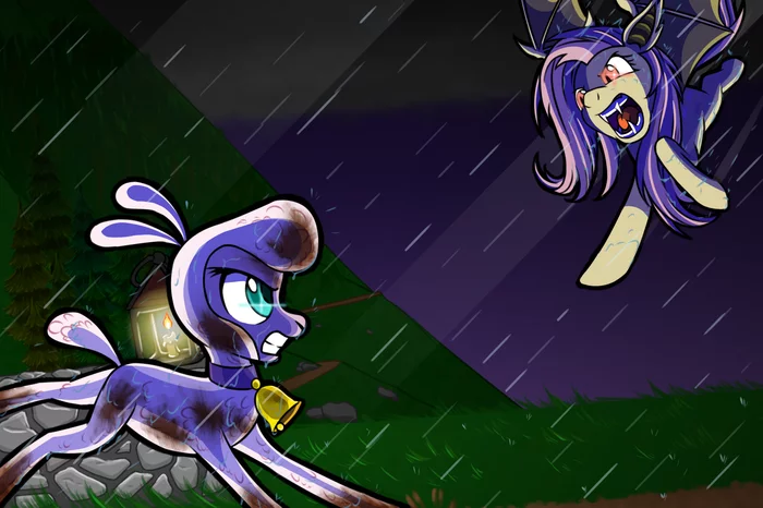 Pom Vs Flutterbat - My Little Pony, PonyArt, Thems Fightin Herds, Fluttershy, Flutterbat, Redahfuhrerking, Pom Lamb (tfh)