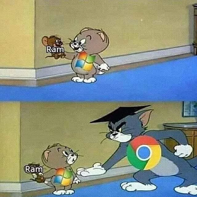 When Windows found unused RAM - Tom and Jerry, Google chrome, Windows, Picture with text, RAM