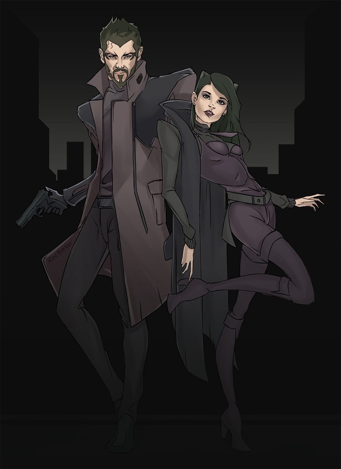 Deus Ex/Ergo Proxy Deus Ex - Adam Jensen, Ergo Proxy,  , Re-l Mayer, Game Art, , Deus Ex,  