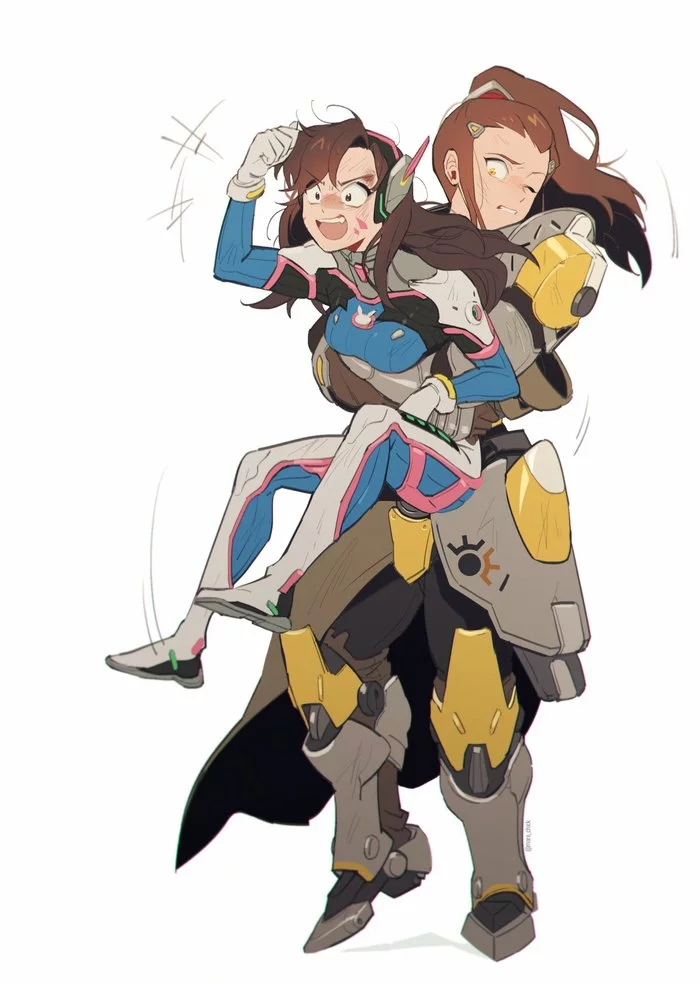 Let me go, I'll get him! - Overwatch, Dva, Art, Games, Maro_chick, Brigitte