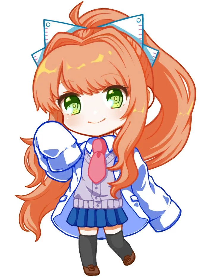 Finding a way to your heart - Doki Doki Literature Club, Monika, Anime Art, Чиби, Визуальная новелла, Длиннопост, Monika (Doki Doki)