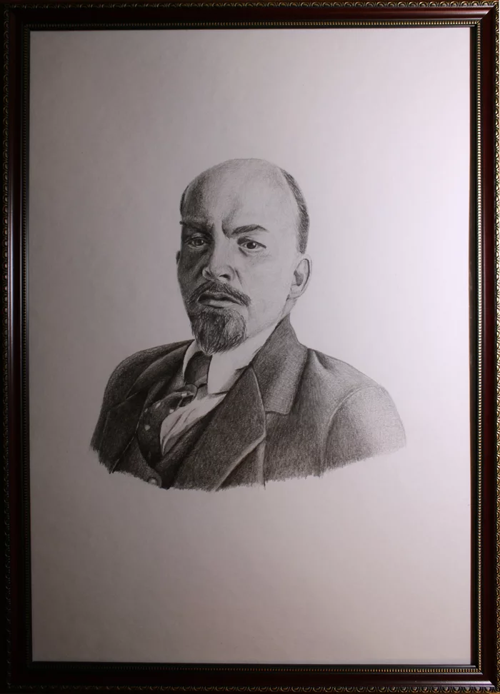 Portrait of Vladimir Ilyich Lenin - My, Portrait, Drawing, Graphite, Lenin, Self-taught, Pencil, Graphics, Black and white