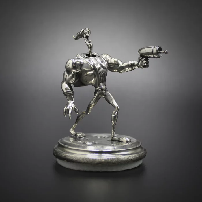 Silverworm Jim <Earthworm Jim> - My, Silver, Jewelcrafting, 3D, Handmade, Figurines, Statuette, Needlework with process, With your own hands, Longpost