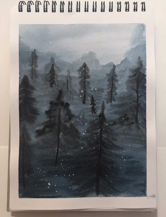 Dark Forest - My, Forest, Watercolor, Drawing