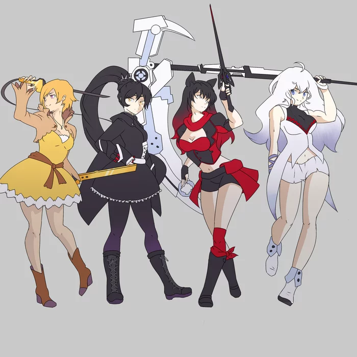 Designer commotion - RWBY, Ruby rose, Weiss schnee, Blake belladonna, Yang xiao long, Anime, Not anime, Anime art