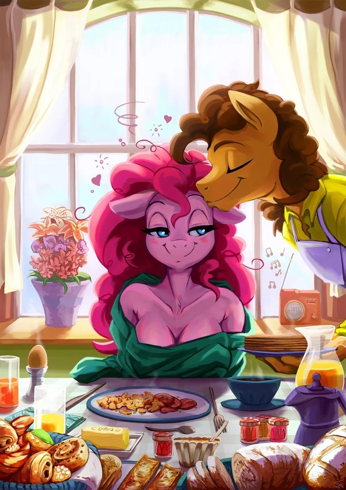 Завтрак пирожка с сэнвичем - My Little Pony, Pinkie Pie, Cheese Sandwich, Шиппинг, PonyArt, Fidzfox, Антро