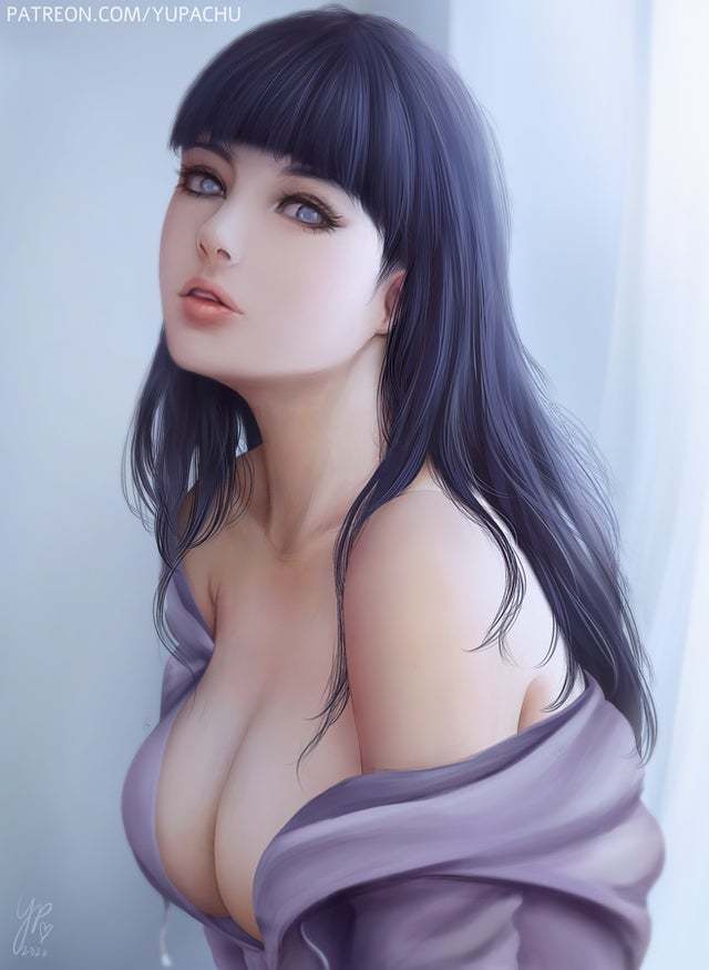 Hinata - NSFW, Арт, Девушки, Эротика, Аниме, Anime Art, Hinata Hyuga, Наруто, Yupachu