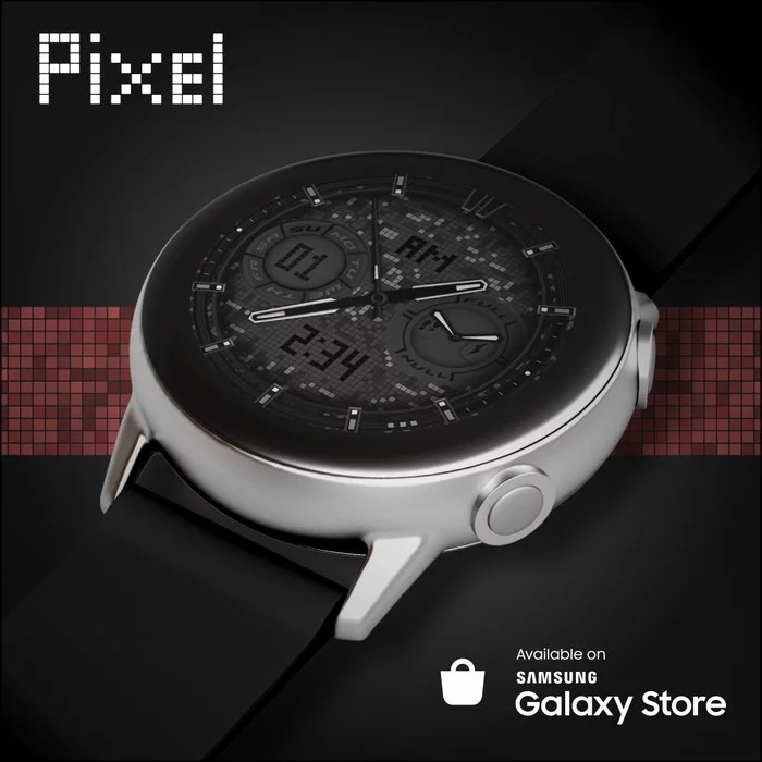 Pixel - new dial for Samsung watch - My, Samsung galaxy Watch, Samsung, Clock face, Watchface, Design, Smart watch, Galaxy Watch, Freebie