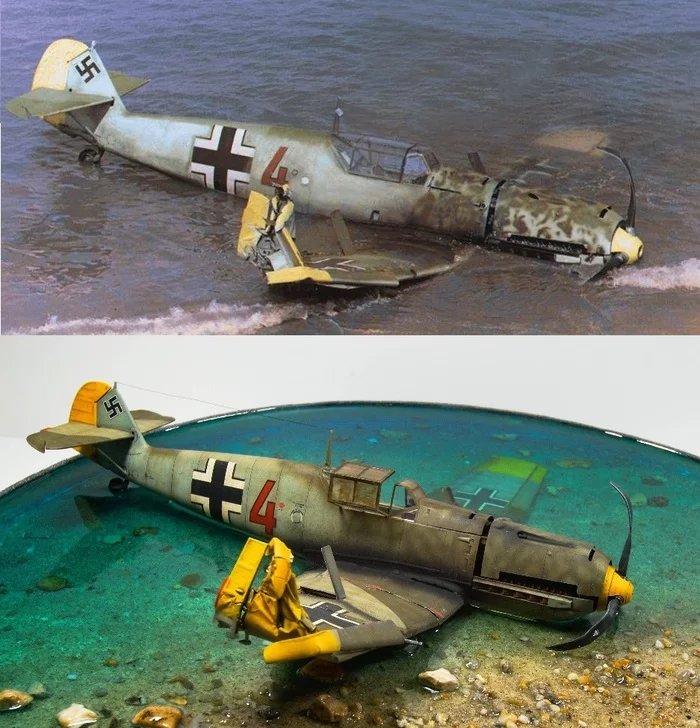 Diorama Crashed Messerschmitt Bf109 - My, Stand modeling, Diorama, Handmade, Modeling, Prefabricated model, Decor, The Second World War, Story, Video, Longpost