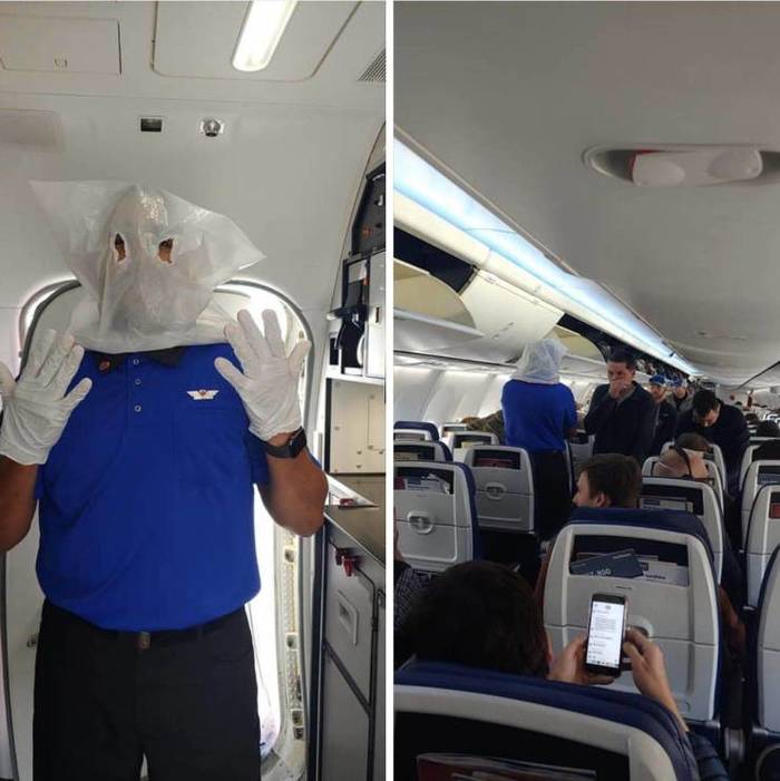 When one of the passengers coughed - Coronavirus, Steward, Airplane, Protection, The photo