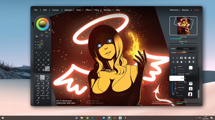 Редизайн Paint Tool SAI Ui, Графический дизайн, SAI, Photoshop, Рисование, Длиннопост