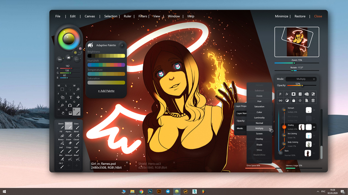 Редизайн Paint Tool SAI Ui, Графический дизайн, SAI, Photoshop, Рисование, Длиннопост