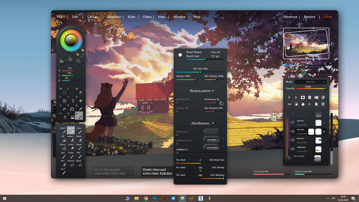 Редизайн Paint Tool SAI Ui, Графический дизайн, SAI, Photoshop, Рисование, Длиннопост