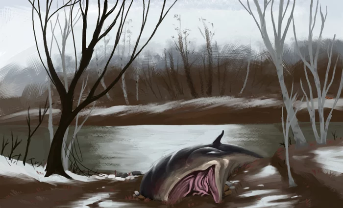 Klyazma, Orekhovo-Zuevo - My, Klyazma, Orekhovo-Zuevo, River, Digital drawing, Spring, Whale