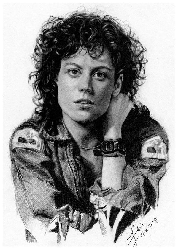 Ellen Ripley - Drawing, Pencil drawing, Ellen Ripley, Stranger