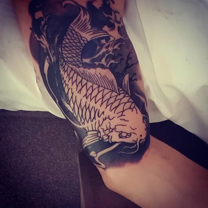 Black and white or color - My, Tattoo, Koi carps, Longpost