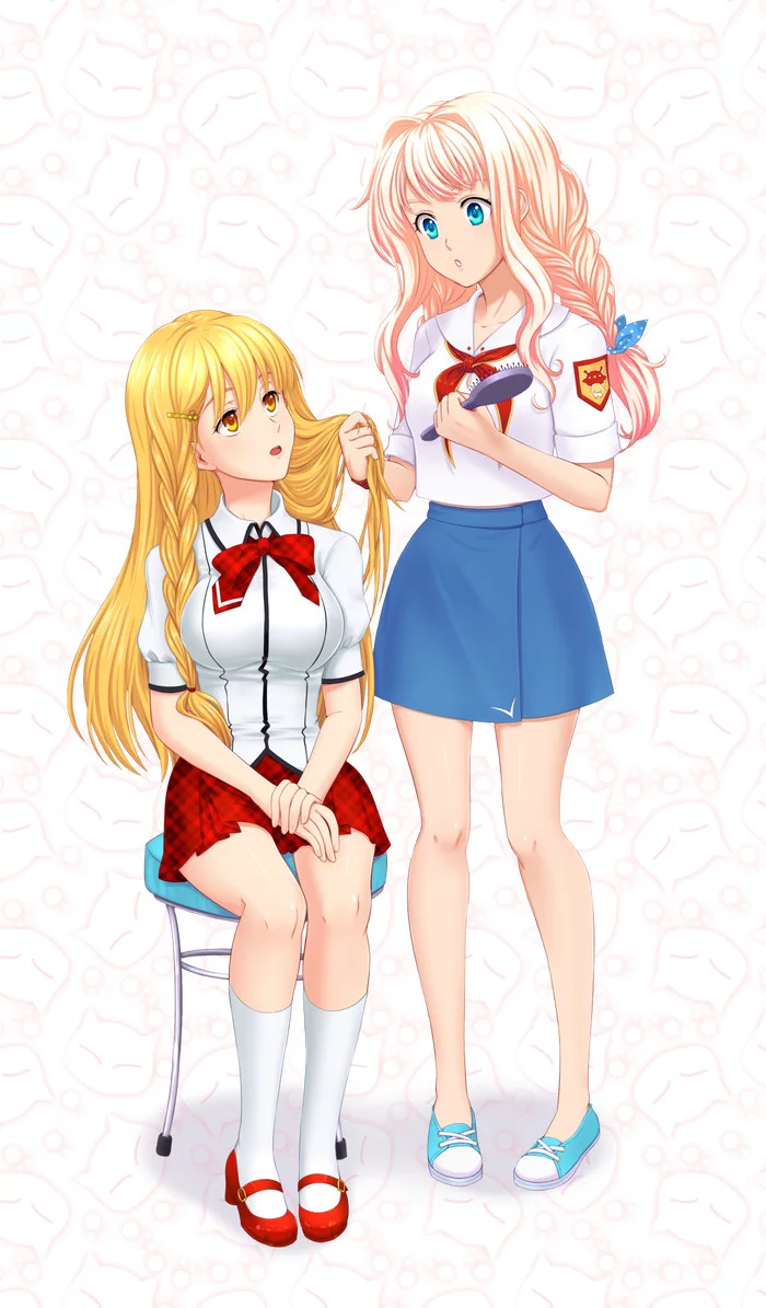 Crossover LGG and EON - My, Crossover, EON, Visual novel, Little green girl, Yana, Orikanekoi, Sasha Givental, Anime art