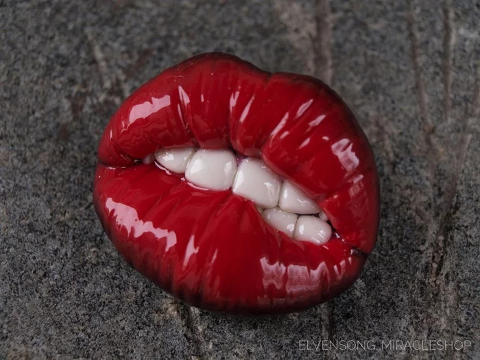 Lips - My, Lips, Polymer clay, Brooch, Icon, Decoration, Kripota, Longpost