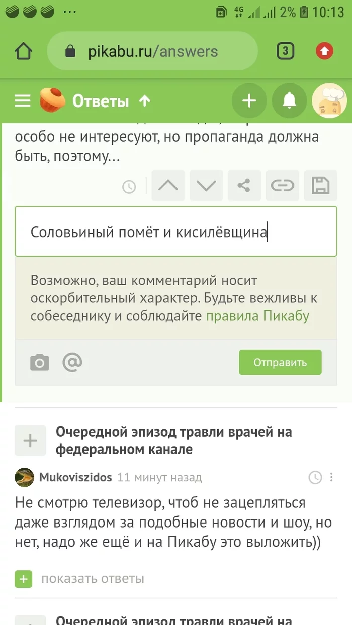 Страшные оскорбления... - Комментарии на Пикабу, Без комментариев, Скриншот