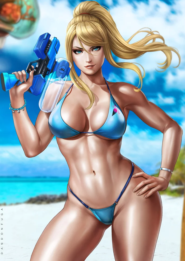 Samus Aran (Metroid) - NSFW, Art, Metroid, Samus aran, Erotic, Game art, Bikini, Boobs, Dandonfuga, Longpost