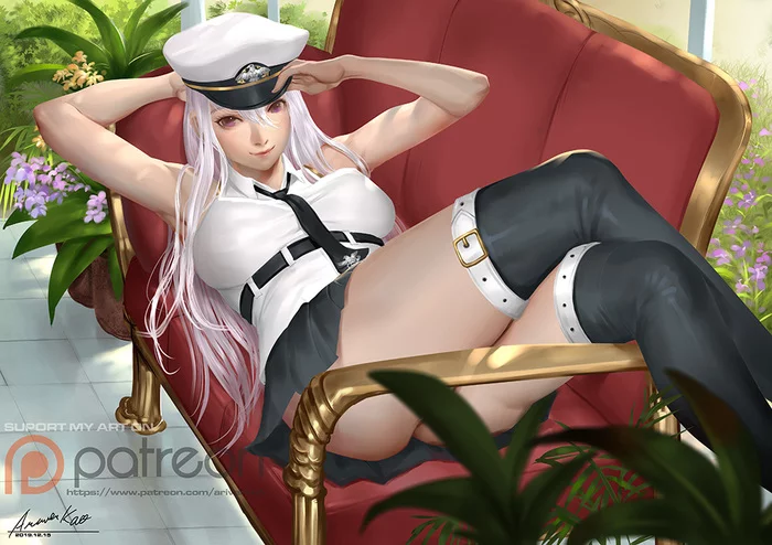 Enterprise_Azur Lane - NSFW, Рисованная эротика, Эротика, Арт, Ariver Kao, Azur Lane, Enterprise (Azur Lane)