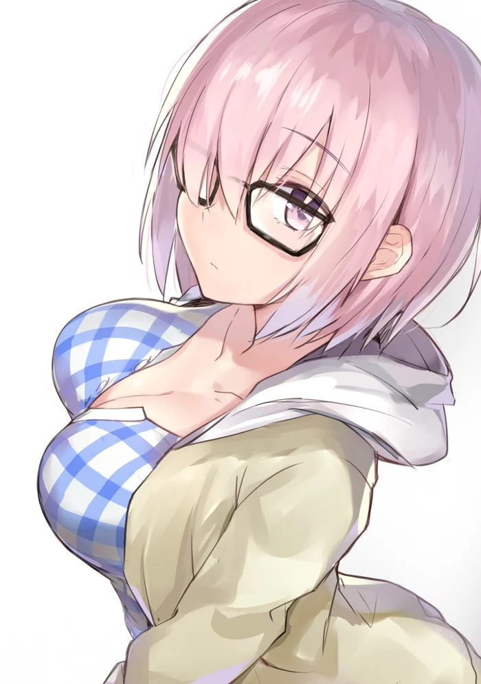 Mashu - Anime, Anime art, Fate, Fate grand order, Mashu Kyrielight, Neckline, Glasses